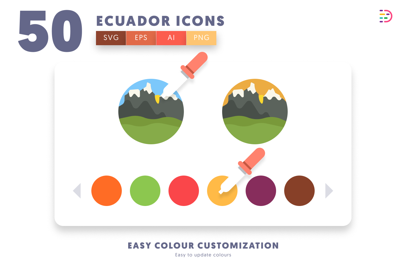 50 Ecuador Icons preview 7 – flat circle icons in PNG, SVG and EPS