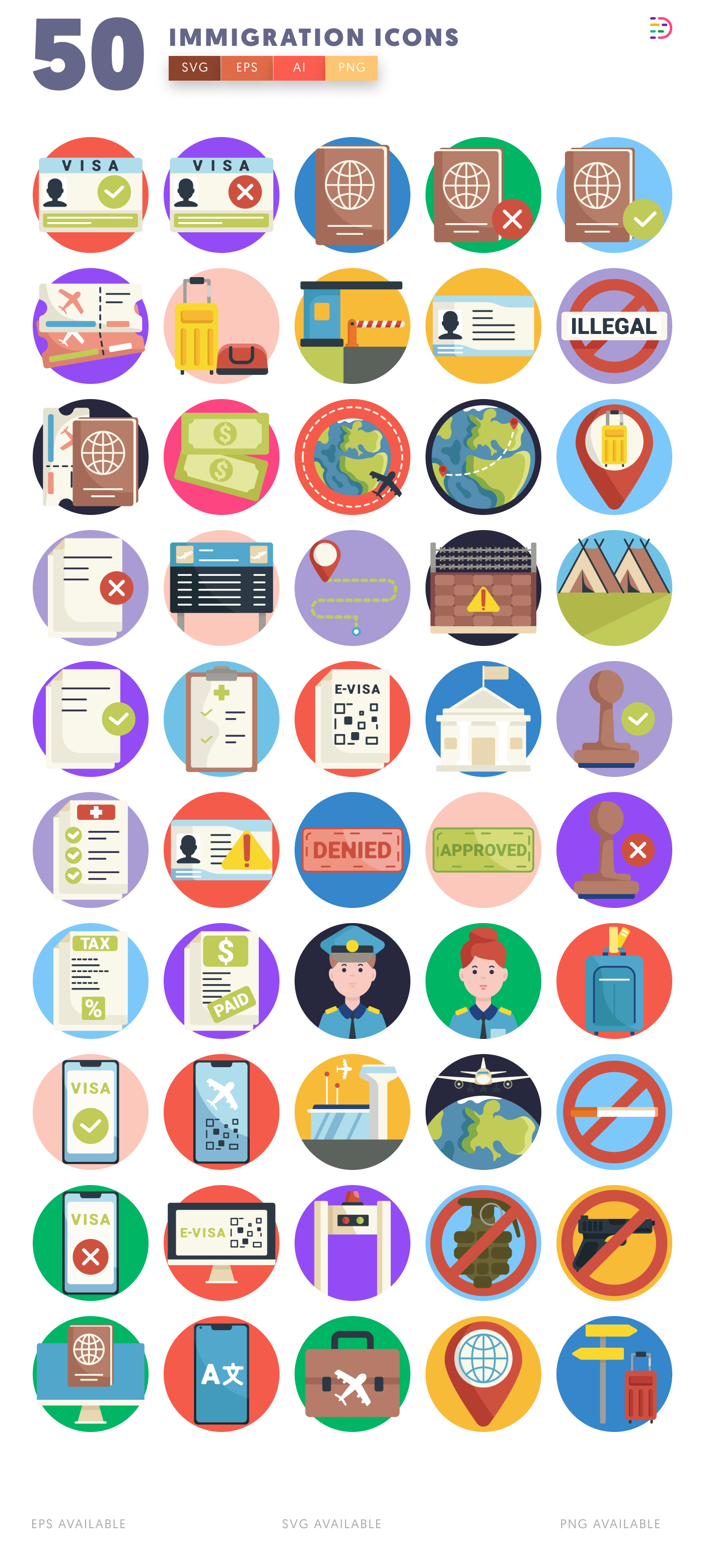 50 Immigration Icons – all icons in the set