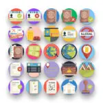 50 Immigration Icons – set of colorful flat circle icons