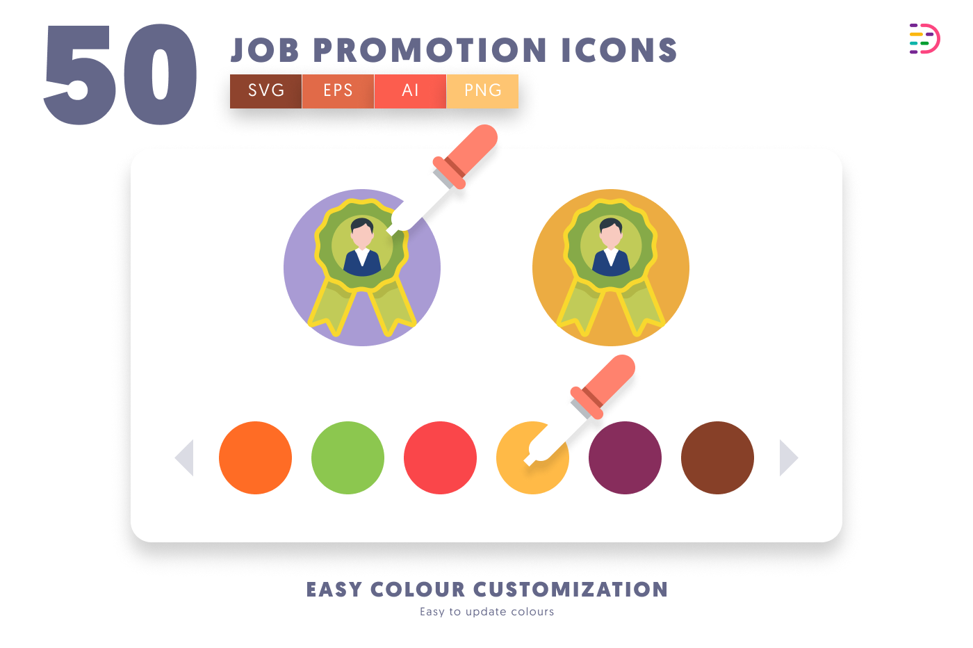 50 Job Promotion Icons preview 7 – flat circle icons in PNG, SVG and EPS
