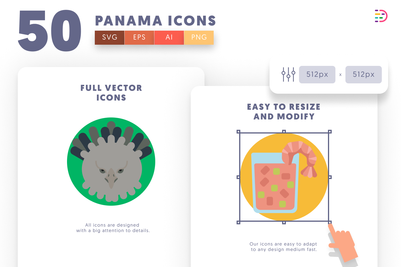 50 Panama Icons preview 6 – flat circle icons in PNG, SVG and EPS