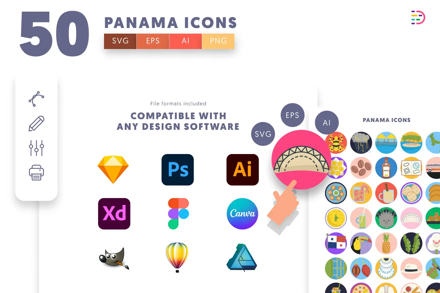 50 Panama Icons preview 8 – flat circle icons in PNG, SVG and EPS