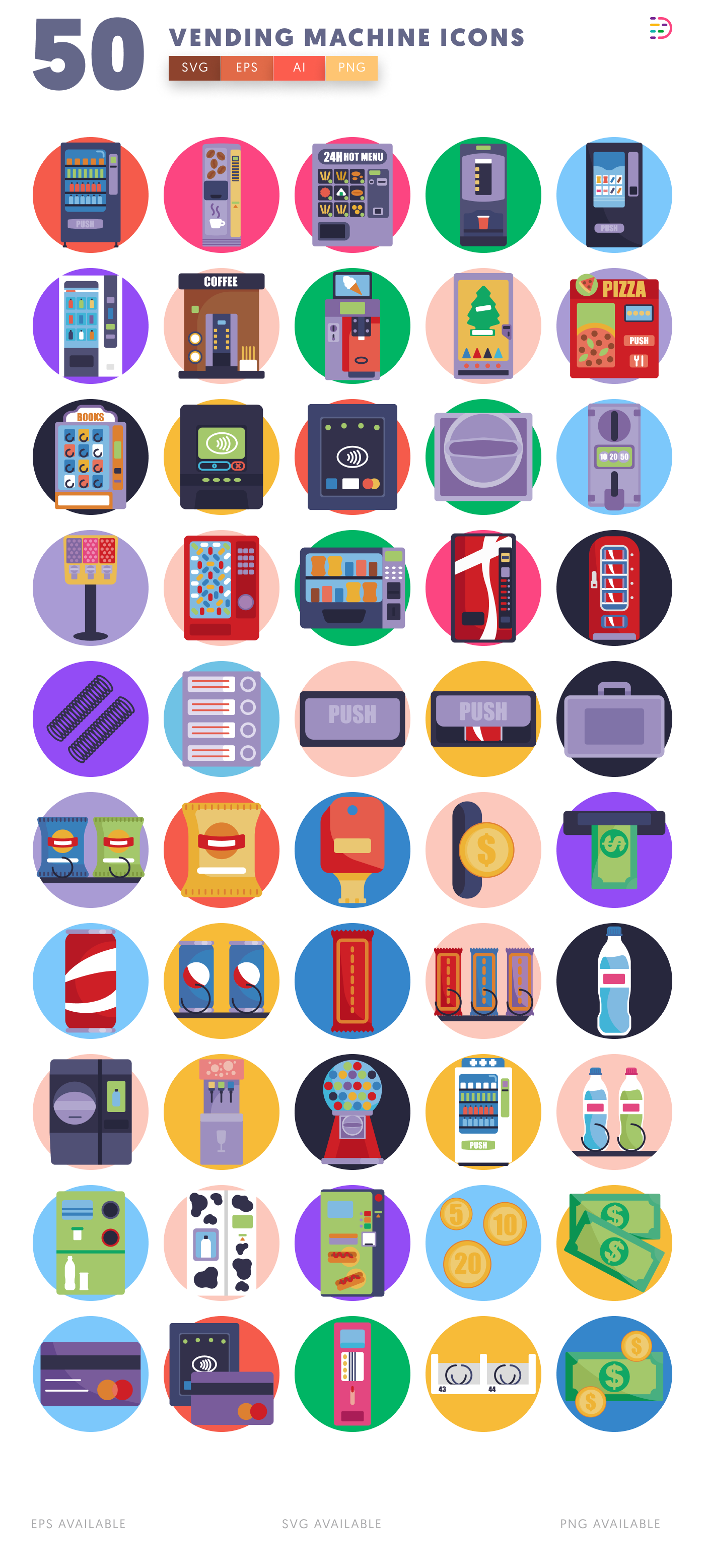 50 Vending Machine Icons – all icons in the set
