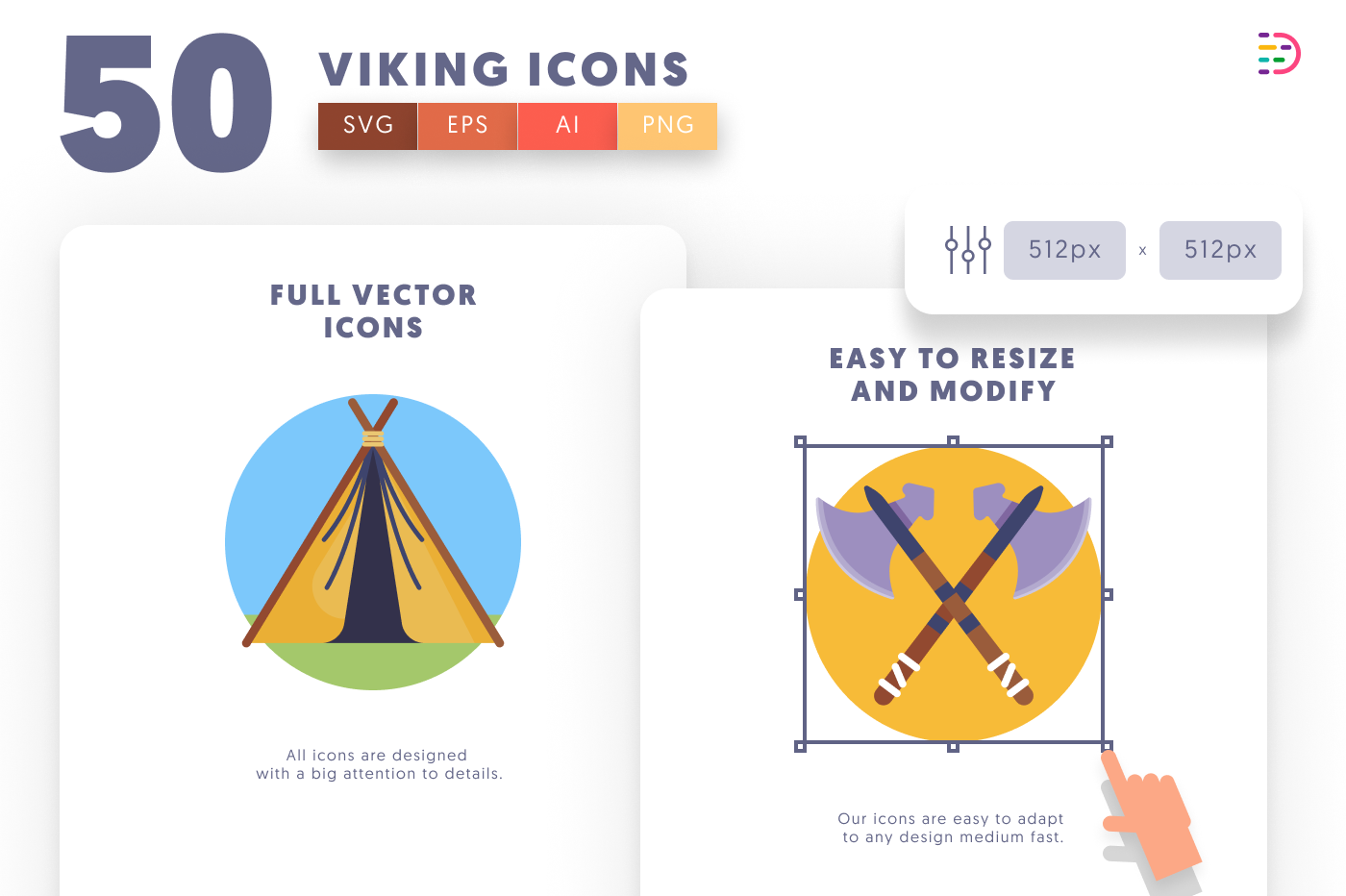 50 Viking Icons preview 6 – flat circle icons in PNG, SVG and EPS