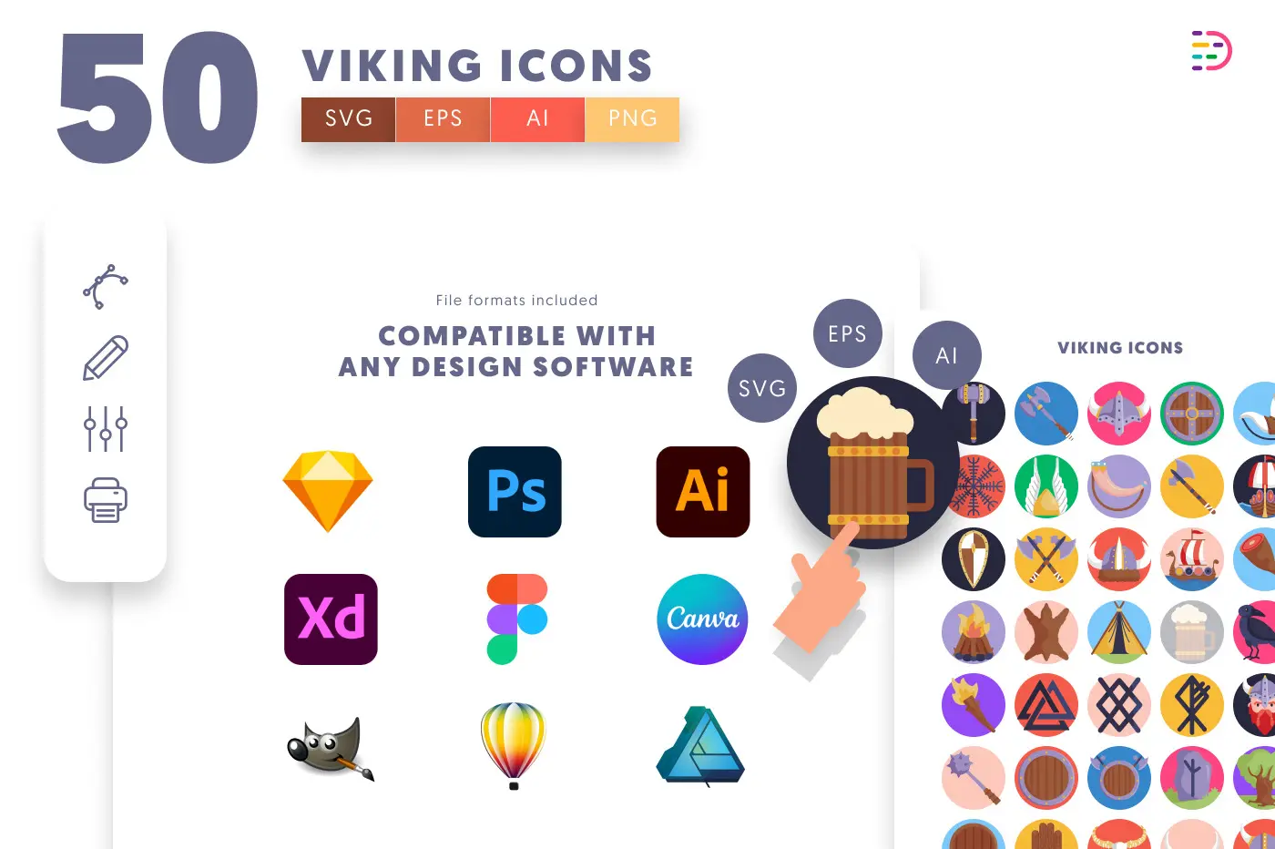 50 Viking Icons preview 8 – flat circle icons in PNG, SVG and EPS