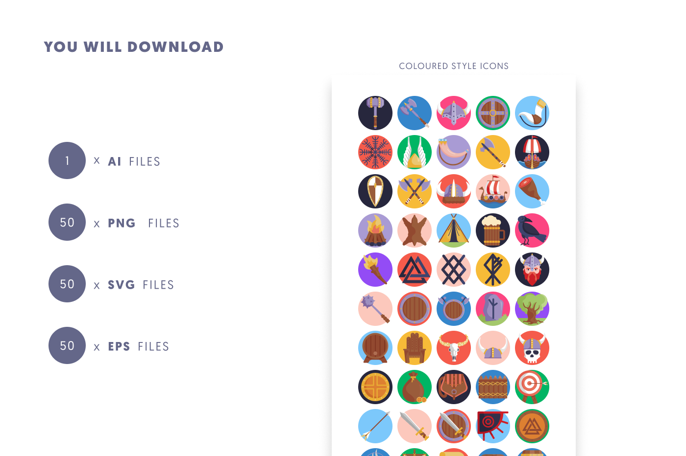 50 Viking Icons preview 9 – flat circle icons in PNG, SVG and EPS