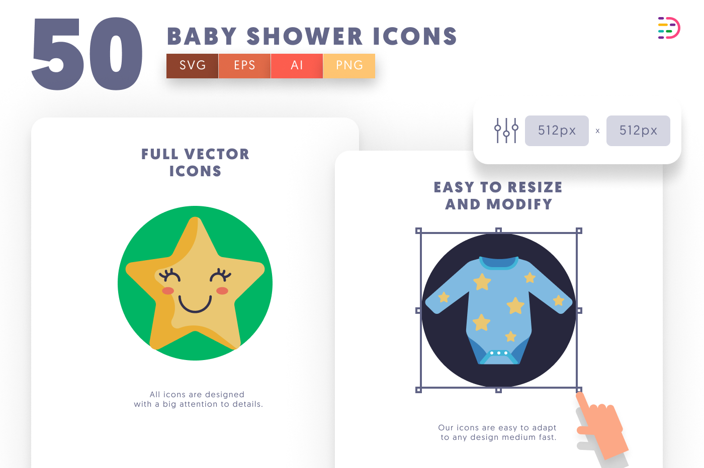 50 Baby Shower Icons preview 6 – flat circle icons in PNG, SVG and EPS