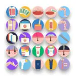 50 Hair Removal Icons – set of colorful flat circle icons