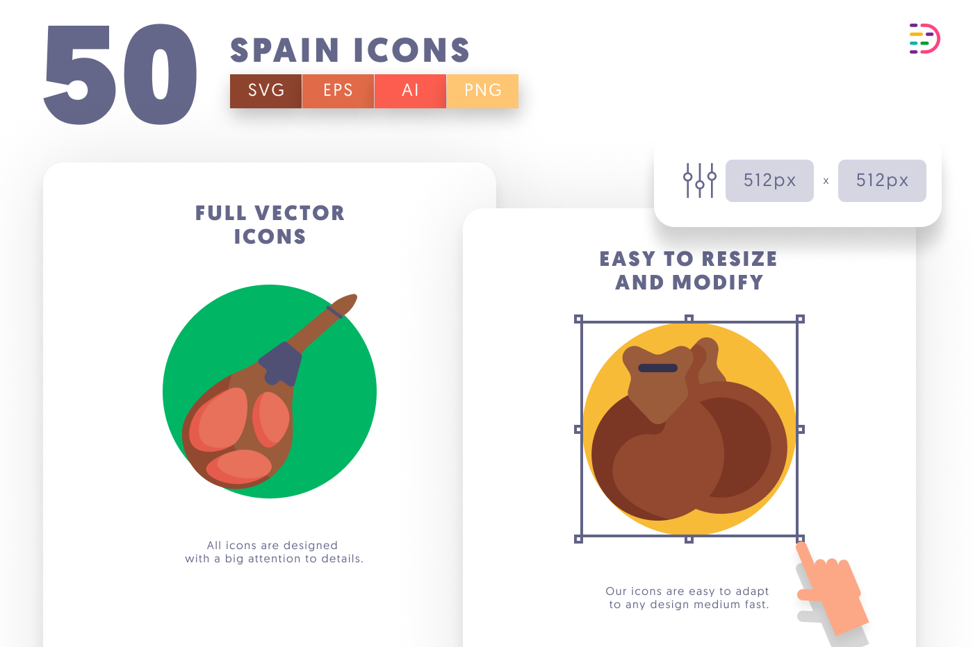 50 Spain Icons preview 6 – flat circle icons in PNG, SVG and EPS