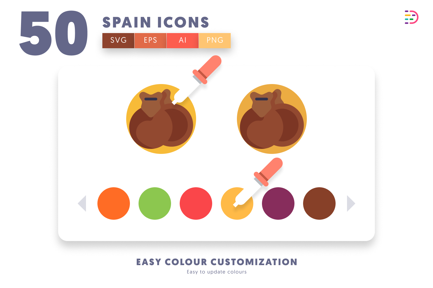 50 Spain Icons preview 7 – flat circle icons in PNG, SVG and EPS