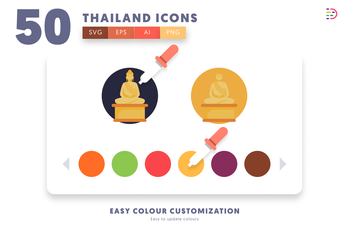 50 Thailand Icons preview 7 – flat circle icons in PNG, SVG and EPS