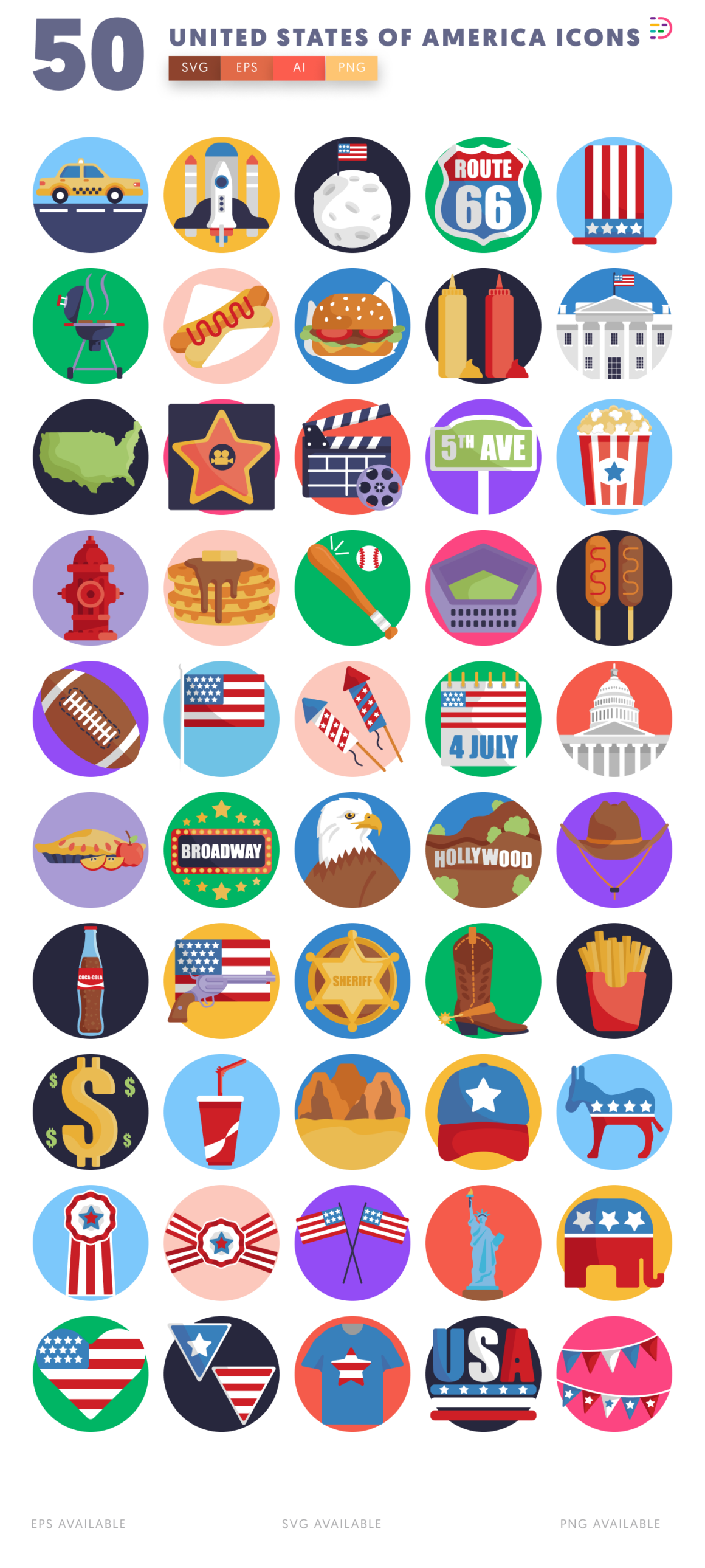 50 United States of America Icons – American Culture & Landmark