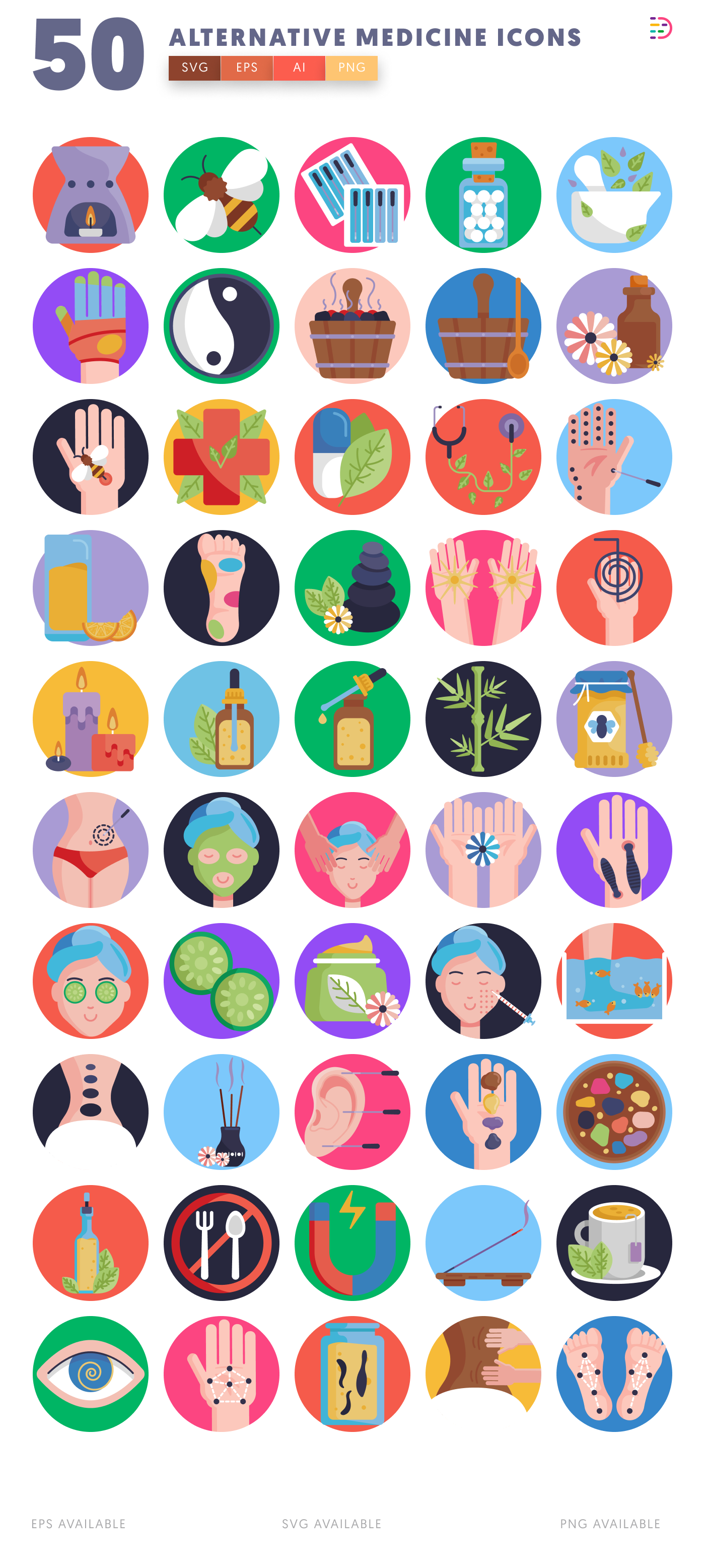 50 Alternative Medicine Icons – all icons in the set