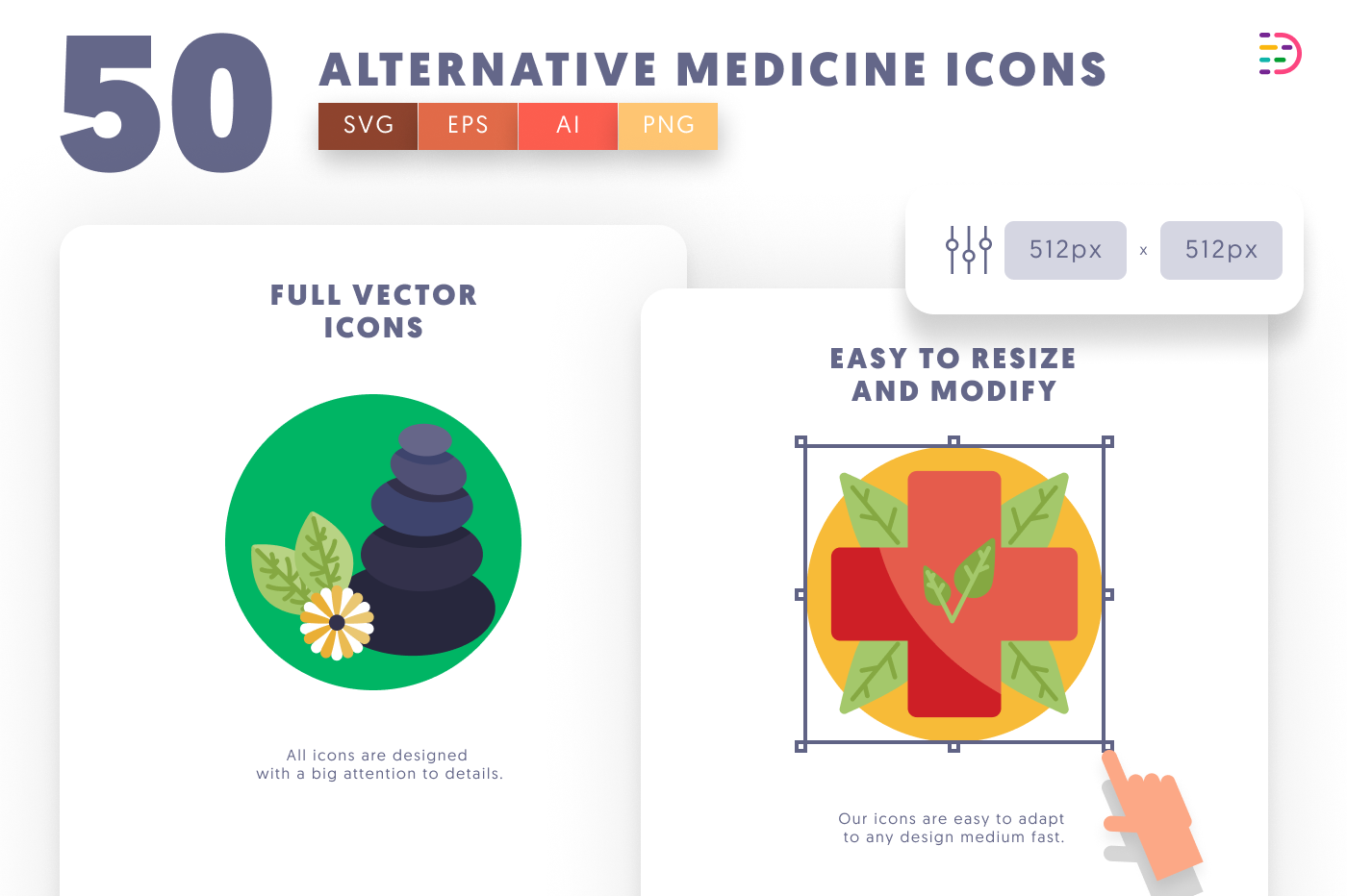 50 Alternative Medicine Icons preview 6 – flat circle icons in PNG, SVG and EPS