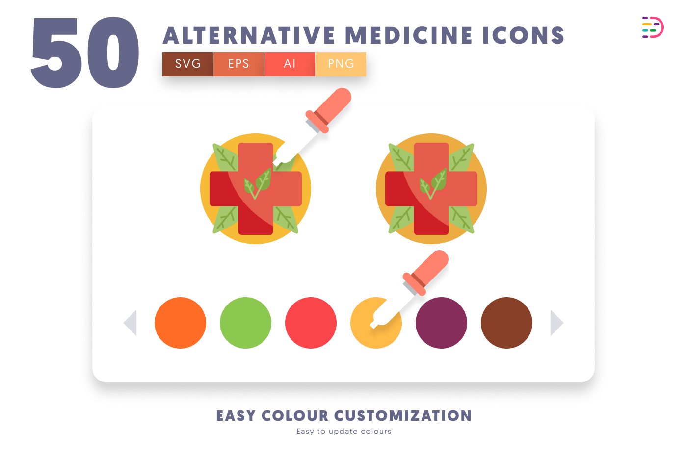 50 Alternative Medicine Icons preview 7 – flat circle icons in PNG, SVG and EPS