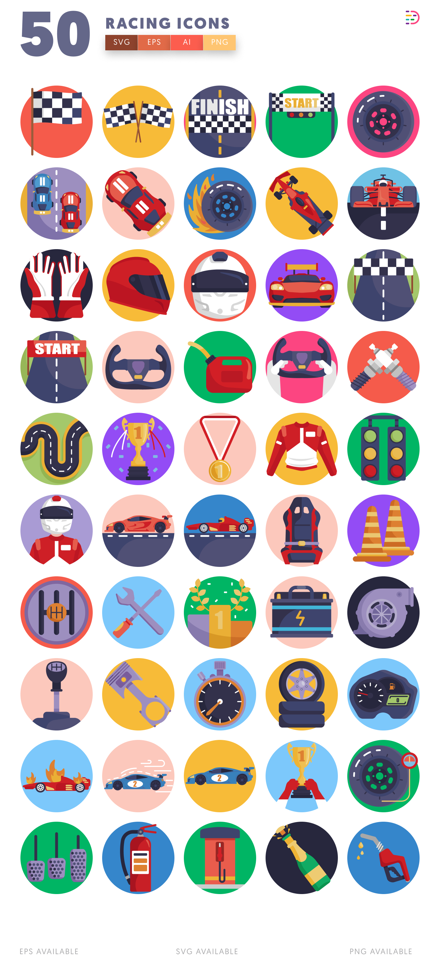 50 Racing Icons – all icons in the set