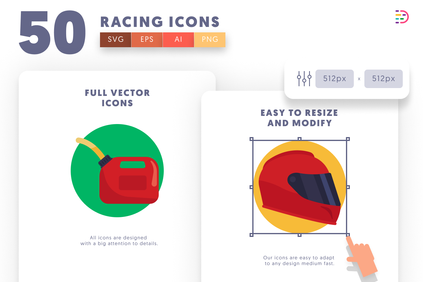 50 Racing Icons preview 6 – flat circle icons in PNG, SVG and EPS