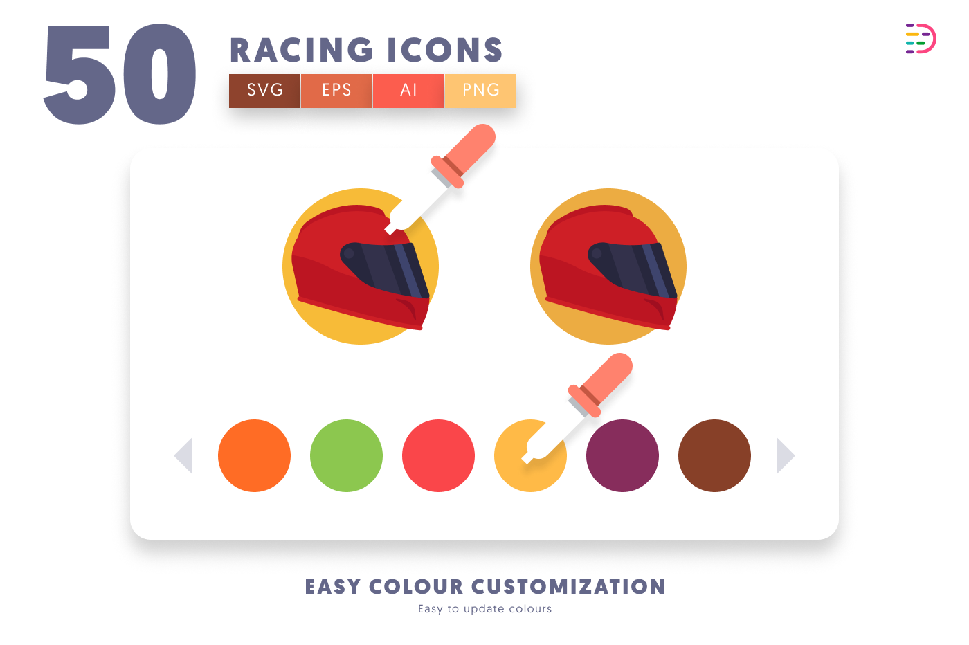 50 Racing Icons preview 7 – flat circle icons in PNG, SVG and EPS