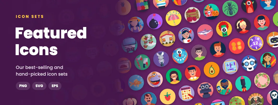 Featured Icons icon sets: our best-selling and hand-picked icon sets in PNG, SVG and EPS